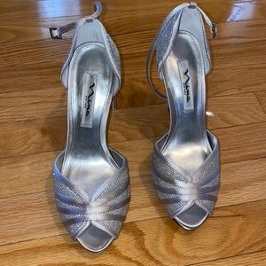 Nina Silver Dress Heeled Sandals